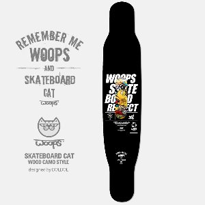 [돌돌] WOOPS_Longboard_23 스케이트보드 타는 고양이 웁스 캐릭터 그래픽 디자인 그래피티 롱보드 스티커 스킨 데칼