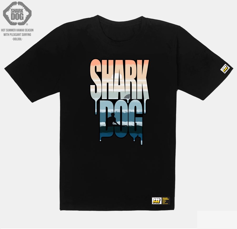 [돌돌] SHARK DOG_tshirts-133 샤크독 서프 하와이 여름 서핑 불독 강아지 캐릭터 그래픽 디자인 티셔츠 반팔티