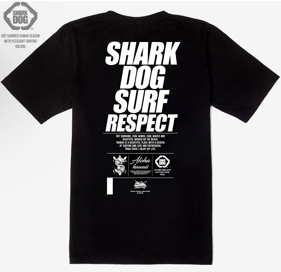 [돌돌] SHARK DOG_tshirts-137 샤크독 서프 하와이 여름 서핑 불독 강아지 캐릭터 그래픽 디자인 티셔츠 반팔티