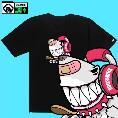 [돌돌컴퍼니] SHARK DOG_tshirts-249 샤크독 서핑 NFT PFP 캐릭터 그래픽 디자인 티셔츠 반팔티