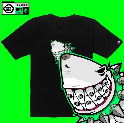 [돌돌컴퍼니] SHARK DOG_tshirts-250 샤크독 서핑 NFT PFP 캐릭터 그래픽 디자인 티셔츠 반팔티