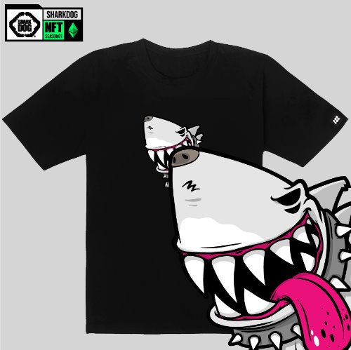[돌돌컴퍼니] SHARK DOG_tshirts-255 샤크독 서핑 NFT PFP 캐릭터 그래픽 디자인 티셔츠 반팔티