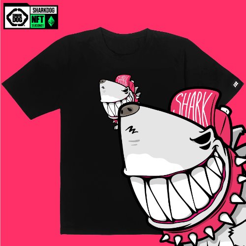 [돌돌컴퍼니] SHARK DOG_tshirts-246 샤크독 서핑 NFT PFP 캐릭터 그래픽 디자인 티셔츠 반팔티