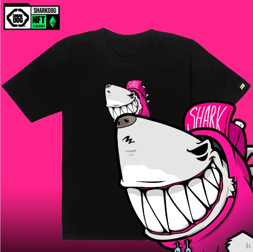 [돌돌컴퍼니] SHARK DOG_tshirts-252 샤크독 서핑 NFT PFP 캐릭터 그래픽 디자인 티셔츠 반팔티