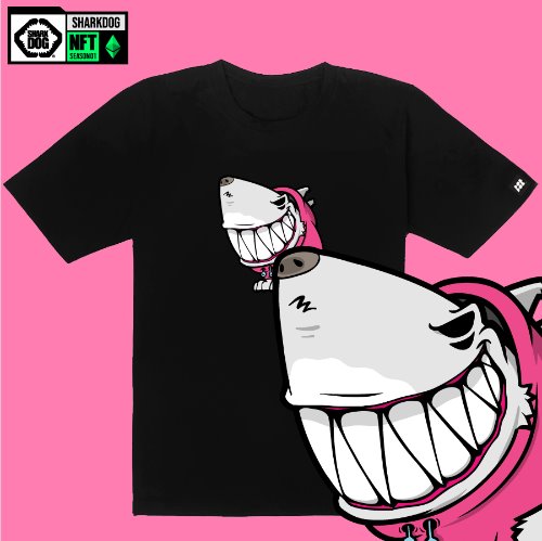 [돌돌컴퍼니] SHARK DOG_tshirts-257 샤크독 서핑 NFT PFP 캐릭터 그래픽 디자인 티셔츠 반팔티