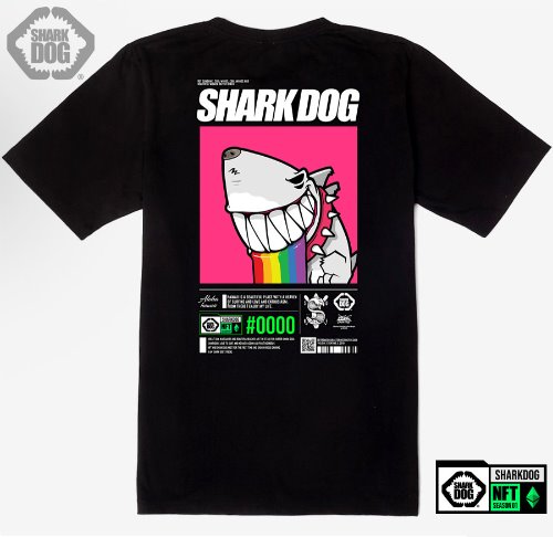 [돌돌컴퍼니] SHARK DOG_tshirts-280 샤크독 서핑 NFT PFP 캐릭터 그래픽 디자인 티셔츠 반팔티