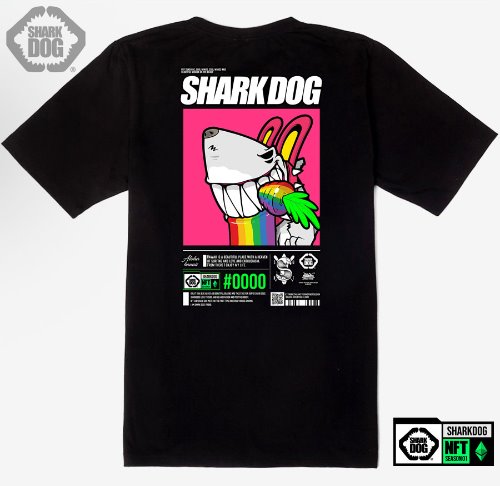 [돌돌컴퍼니] SHARK DOG_tshirts-296 샤크독 서핑 NFT PFP 캐릭터 그래픽 디자인 티셔츠 반팔티