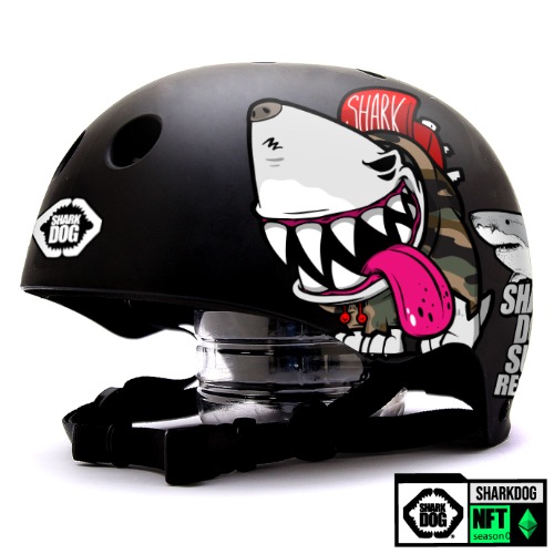 [돌돌] 0014-SharkDOG-Helmet-26 불독 상어 서핑 강아지 샤크독 하와이 스노우보드 오토바이 헬멧 튜닝 스티커 스킨 데칼 그래피커