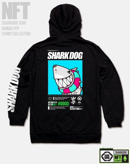 [돌돌컴퍼니] SHARK-DOG-HOODY-246 샤크독 서핑 하와이 NFT 캐릭터 그래픽 디자인 그래피티 후드티 후디
