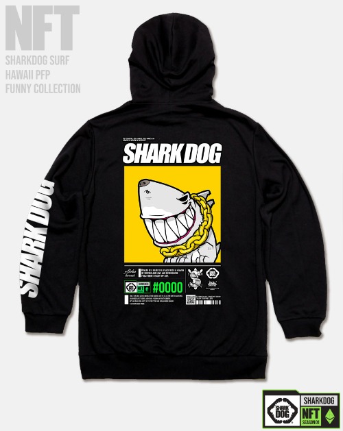 [돌돌컴퍼니] SHARK-DOG-HOODY-247 샤크독 서핑 하와이 NFT 캐릭터 그래픽 디자인 그래피티 후드티 후디