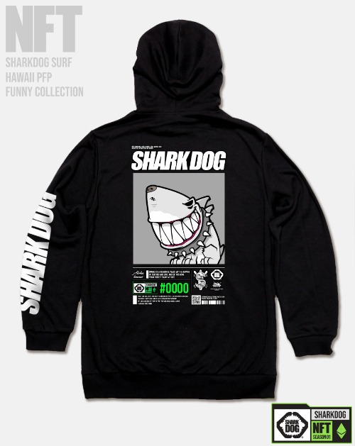 [돌돌컴퍼니] SHARK-DOG-HOODY-245 샤크독 서핑 하와이 NFT 캐릭터 그래픽 디자인 그래피티 후드티 후디