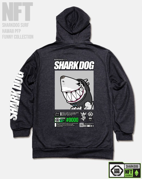 [돌돌컴퍼니] SHARK-DOG-HOODY-248 샤크독 서핑 하와이 NFT 캐릭터 그래픽 디자인 그래피티 후드티 후디
