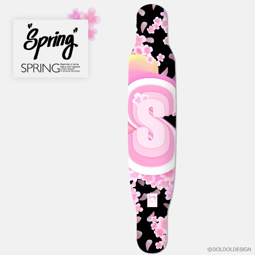 [돌돌] loving-flower-Longboard-03 러빙플라워 봄 벚꽃 롱보드 데크 튜닝 스티커 스킨 데칼 그래피커