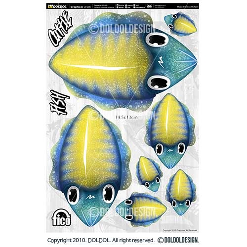 [돌돌컴퍼니] FICO-UVSKIN-Sticker-54 익스트림 낚시 브랜드 &#039;피코&#039; 시즌2 무늬오징어 루어 낚시 테클박스  튜닝 스티커 스킨 데칼 그래피커