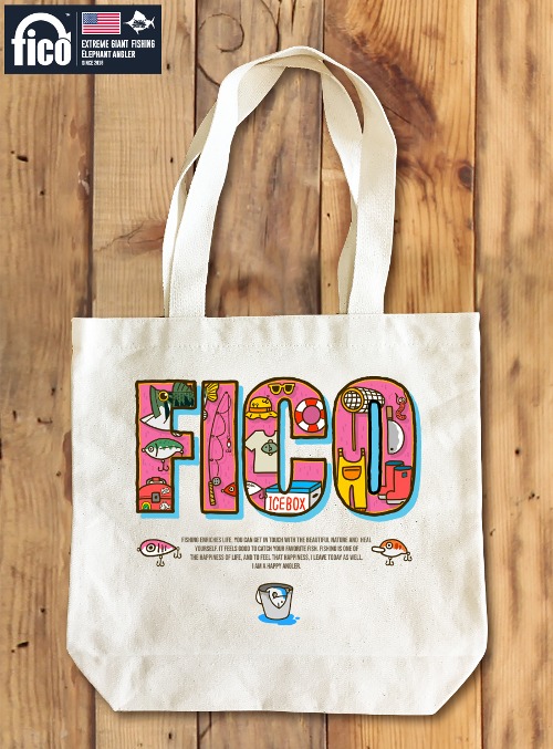 [돌돌컴퍼니] fico-canvas-bag-02 익스트림 낚시 브랜드 fico 피코 캐릭터 디자인 그래픽 컨버스백 에코백 패션 가방