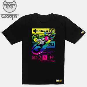 [돌돌] WOOPS-T-94 웁스 고양이 스케이트보드 캐릭터 티셔츠 