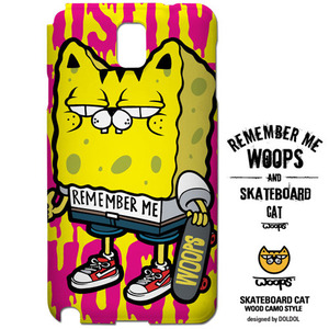 [그래피커] WOOPS_case_10 스케이트보드 타는 고양이 웁스 캐릭터 휴대폰 케이스